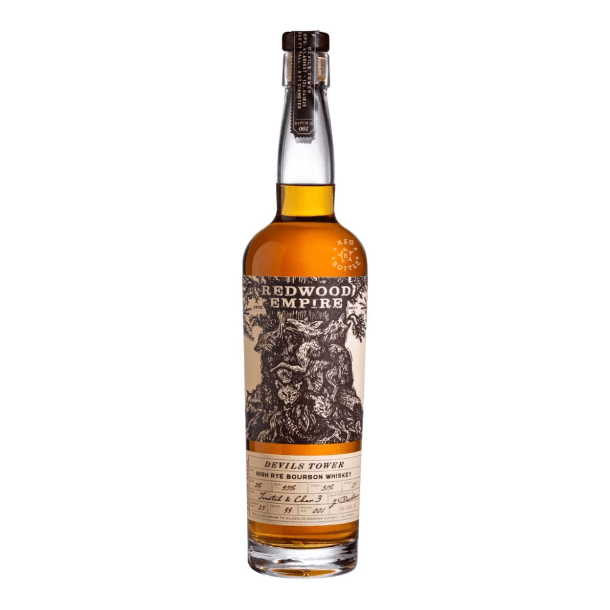 Redwood Empire Devil's Tower High Rye Bourbon Whiskey (750 ml) - Keg N Bottle