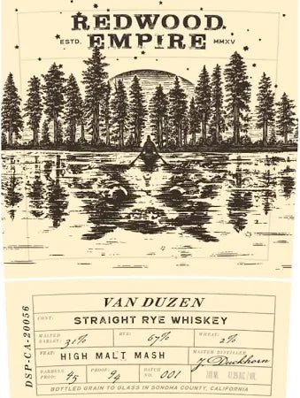 Redwood Van Duzen Straight Rye Whiskey (700mL) - Keg N Bottle