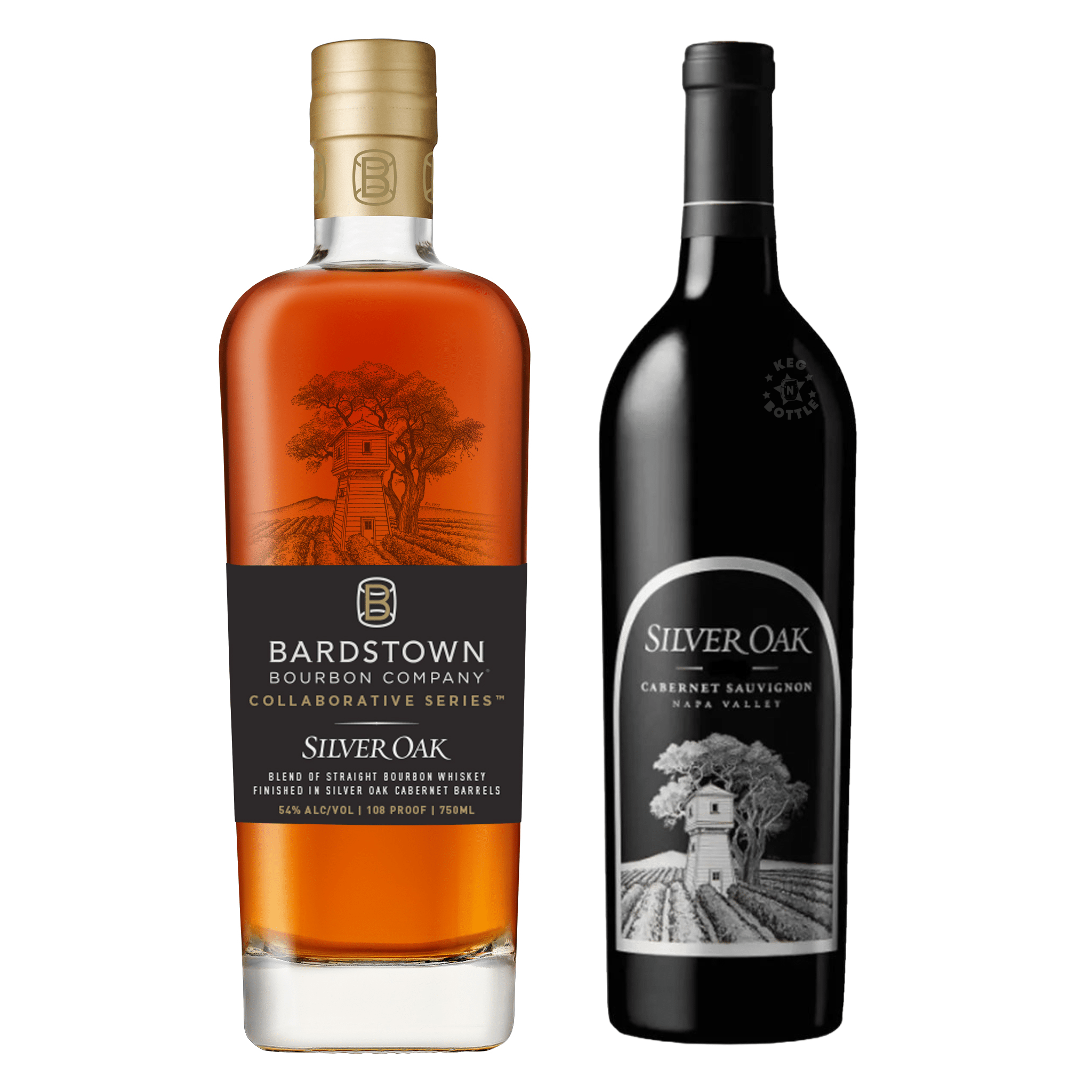 Silver Oak Napa Valley Cabernet Sauvignon & Bardstown Silver Oak Whiskey Combo Pack (2 x 750 mL) - Keg N Bottle
