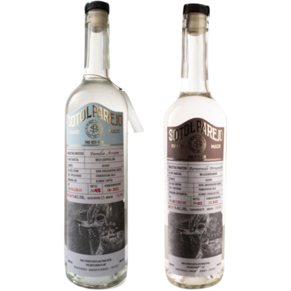 Sotol Parejo duo pack Familia Arrieta and Bienvenida Fernández bottles 750ml