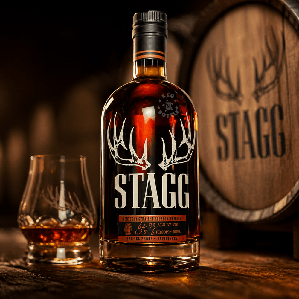 Stagg barrel proof bourbon whiskey 125.6 proof bottle with antler logo Kentucky straight bourbon 2