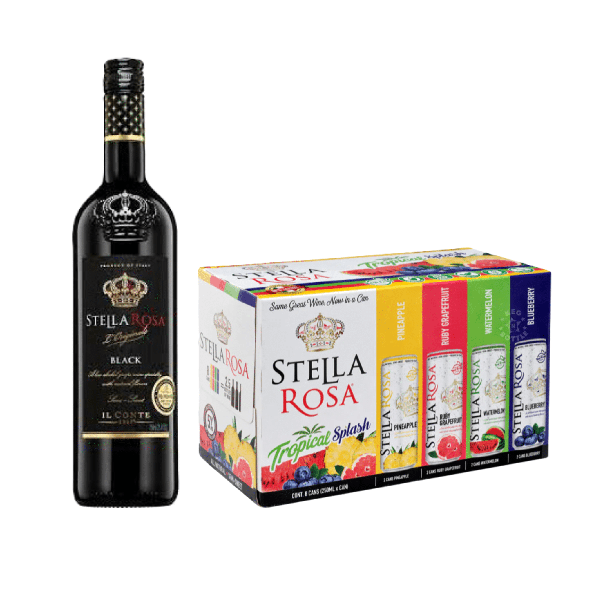 Stella Rosa Black Bottle & Tropical Splash Cans Combo Pack - Keg N Bottle