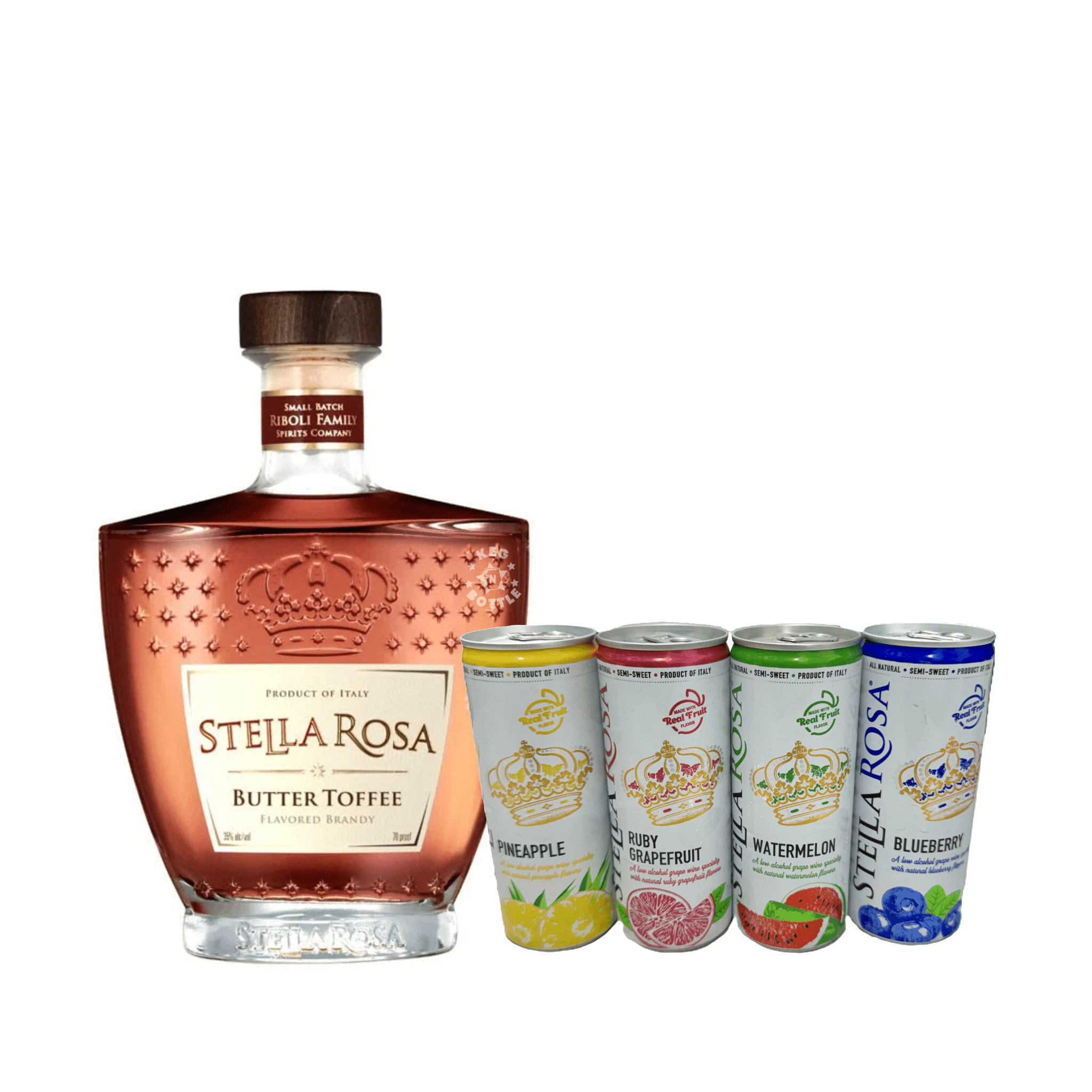 Stella Rosa Butter Toffee Brandy & 4 Pack Stella Rosa Tropical Splash Combo Pack - Keg N Bottle