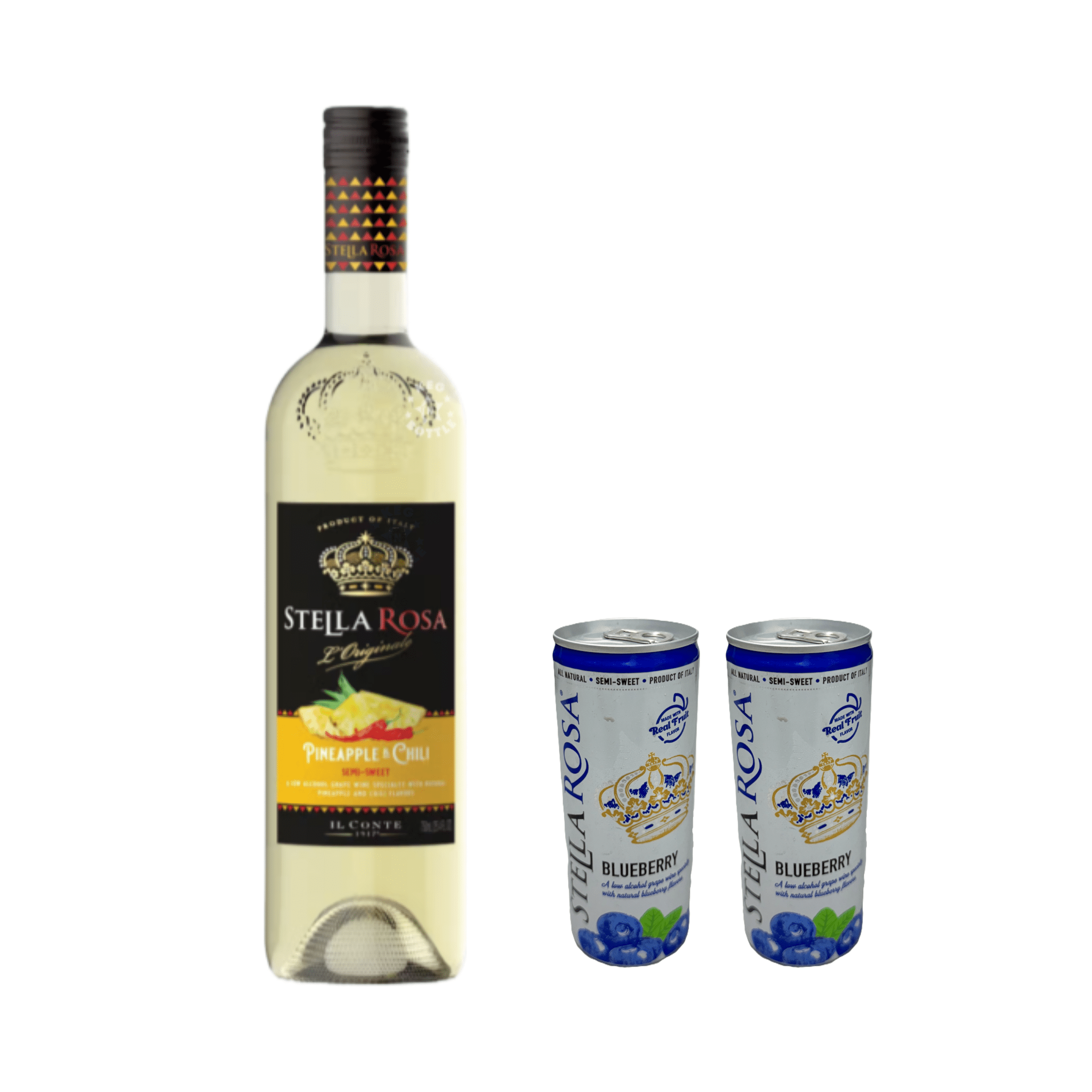 Stella Rosa Pineapple & Chili Semi - Sweet & 2 Blueberry Cans Combo Pack - Keg N Bottle