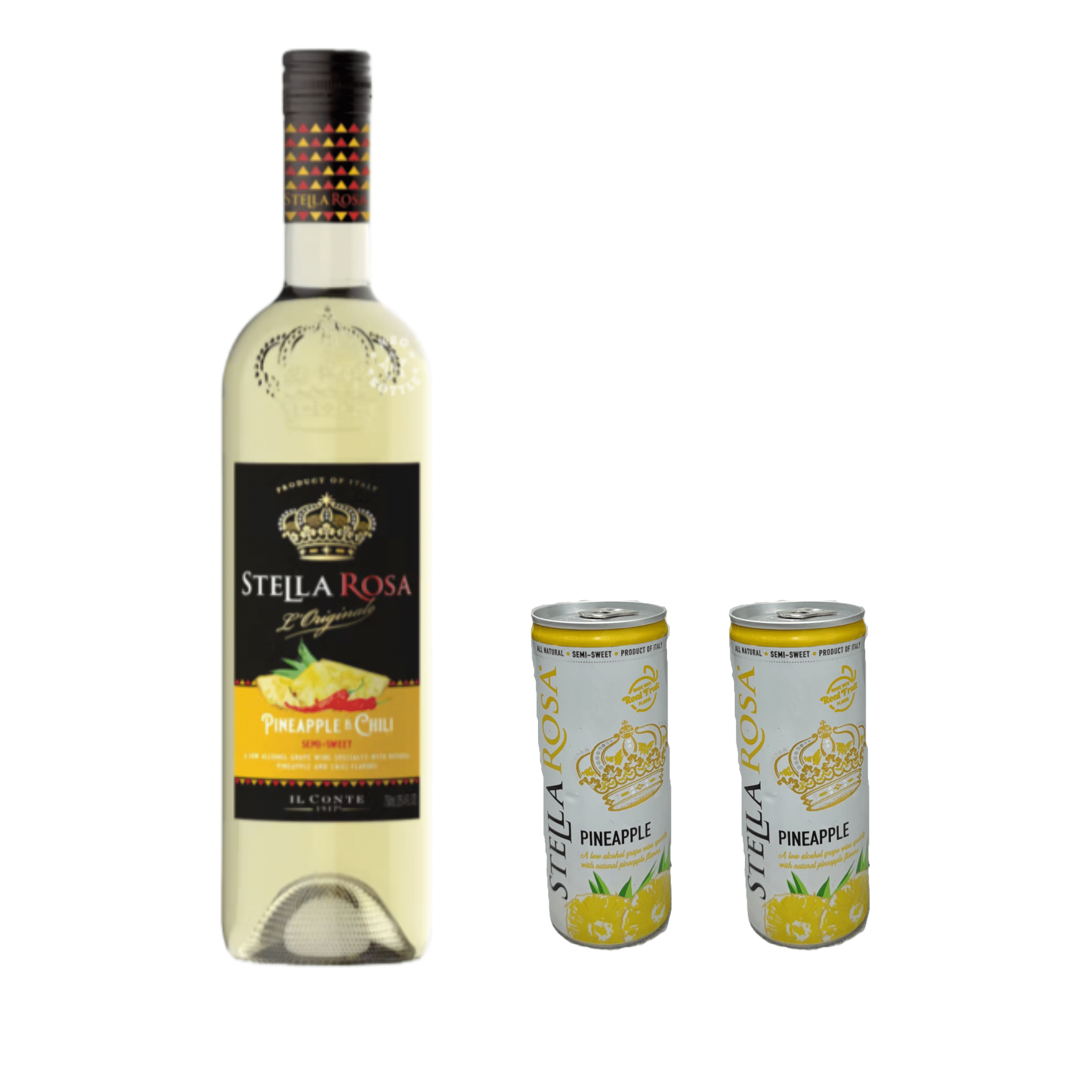 Stella Rosa Pineapple & Chili Semi - Sweet & 2 Pineapple Cans Combo Pack - Keg N Bottle