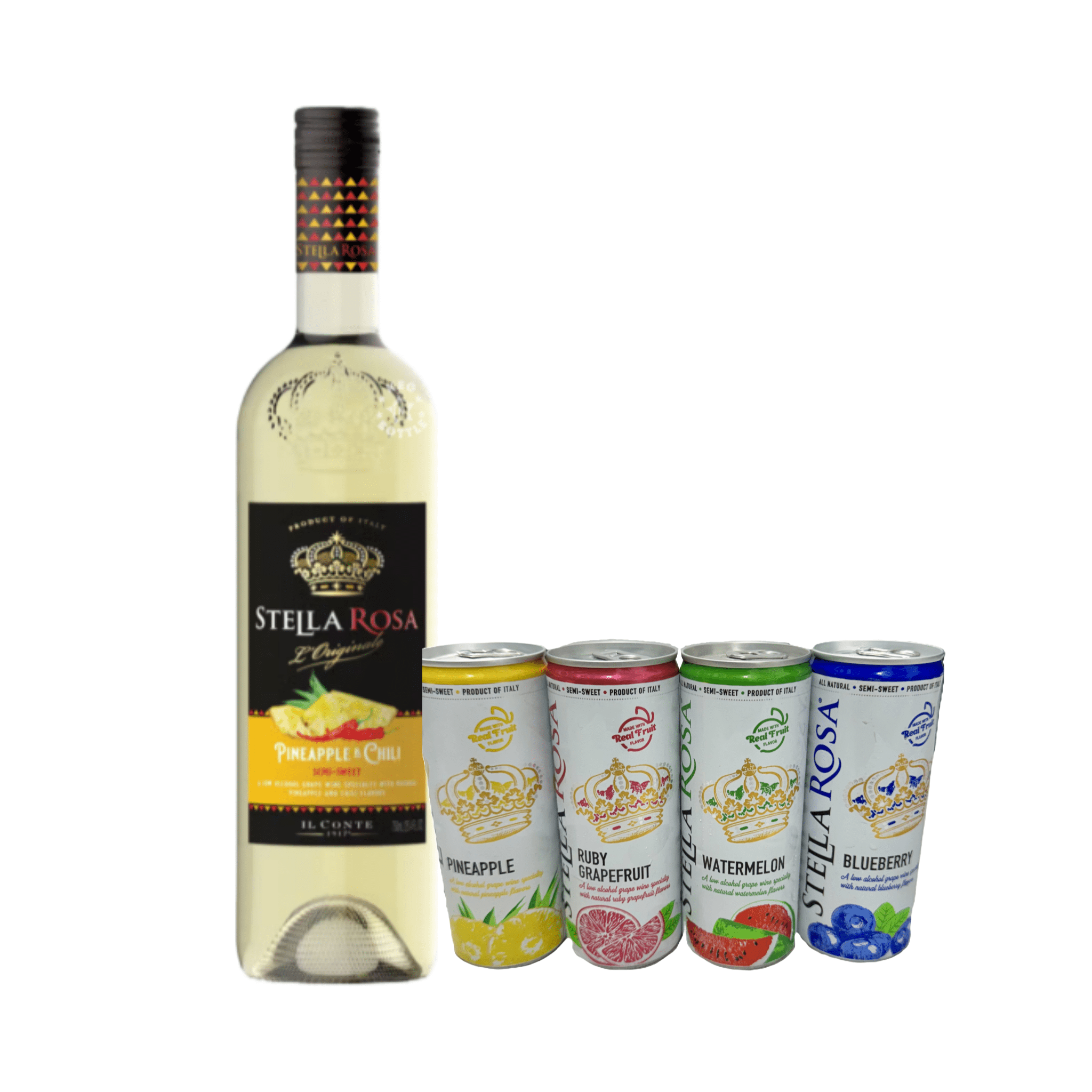 Stella Rosa Pineapple & Chili Semi - Sweet & 4 Pack Stella Rosa Tropical Splash Combo Pack - Keg N Bottle