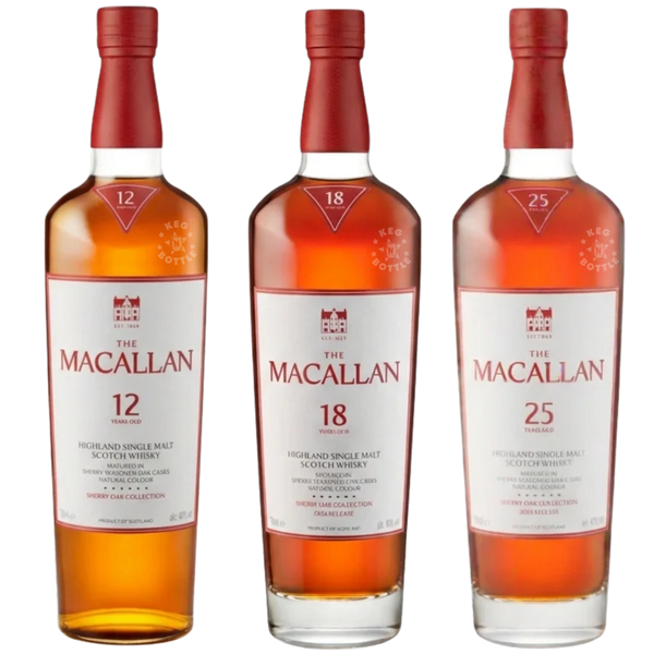 The Macallan Sherry Oak Vertical Collection 12, 18 & 25 Year