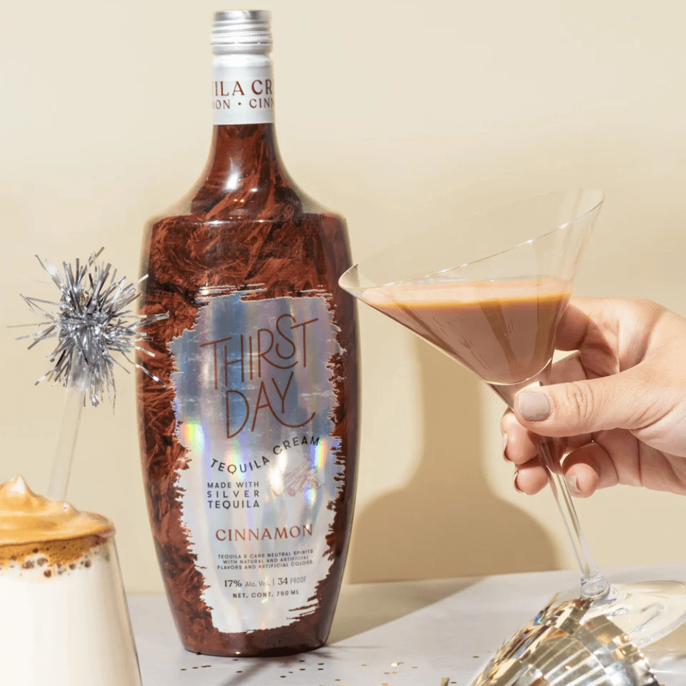 Thirst Day Cinnamon Tequila Cream 750mL bottle crafted with premium Tequila Blanco, rich dairy cream, and warm natural cinnamon flavor. 2