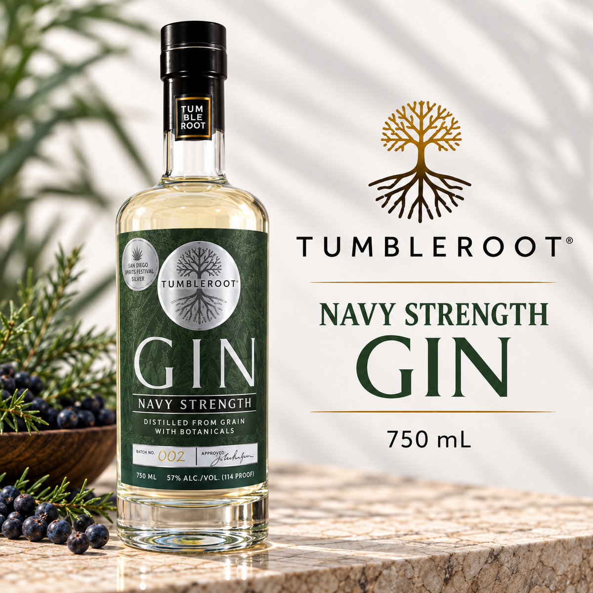 Tumbleroot Navy Strength Gin (750 mL)