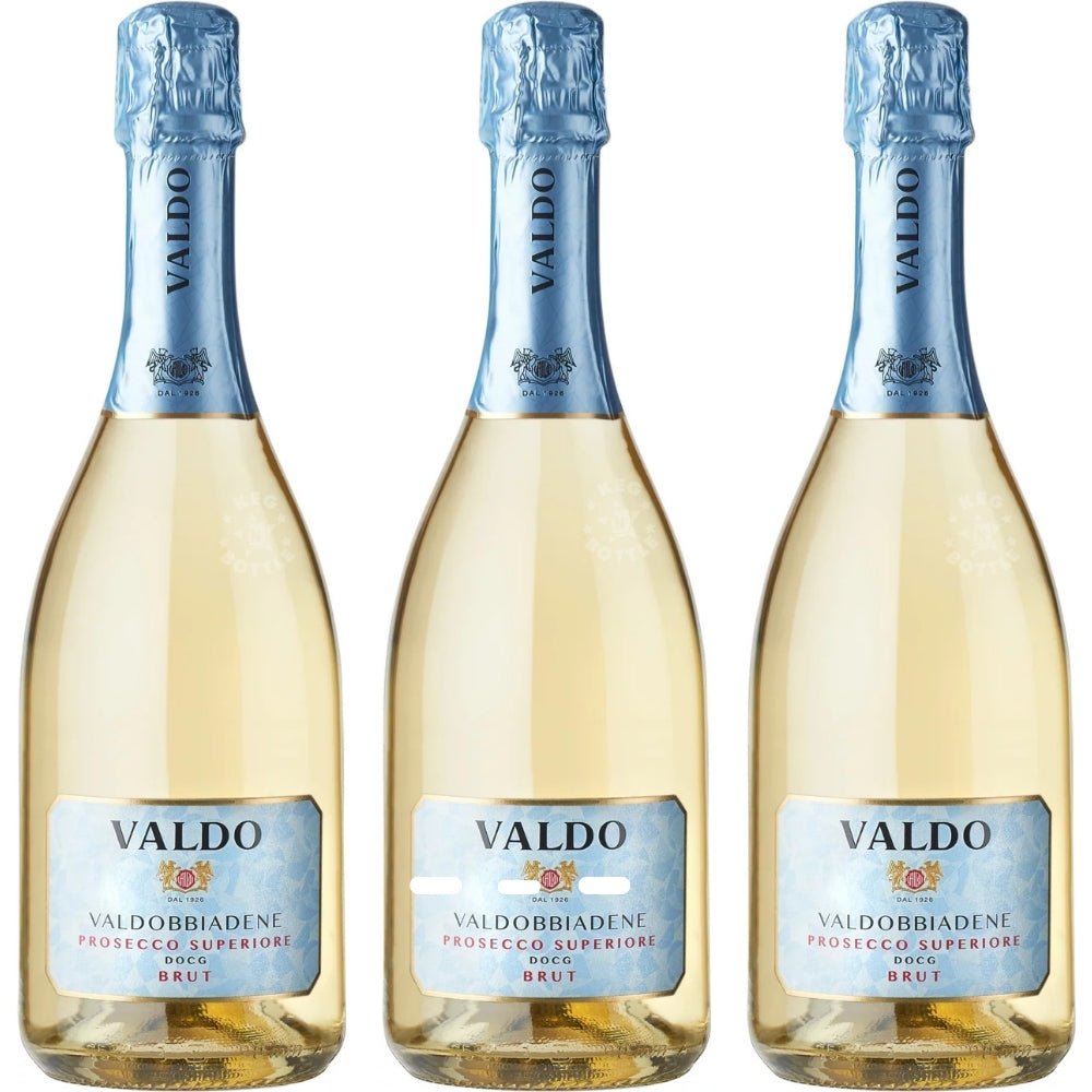 Valdo Valdobbiadene Prosecco Superiore Brut 750mL Italian sparkling wine bottle 3 Pack