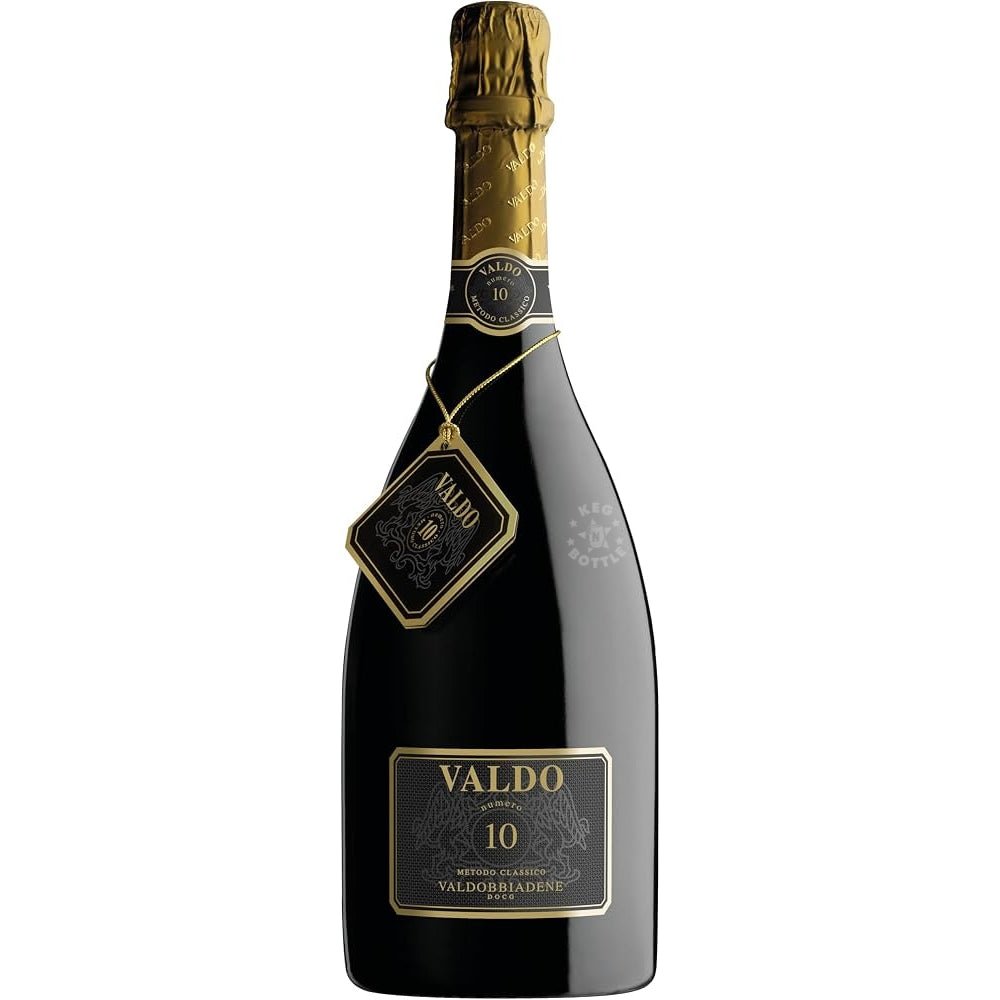 Valdo Valdobbiadene Prosecco Superiore Numero 10 750mL black bottle with elegant gold detailing.