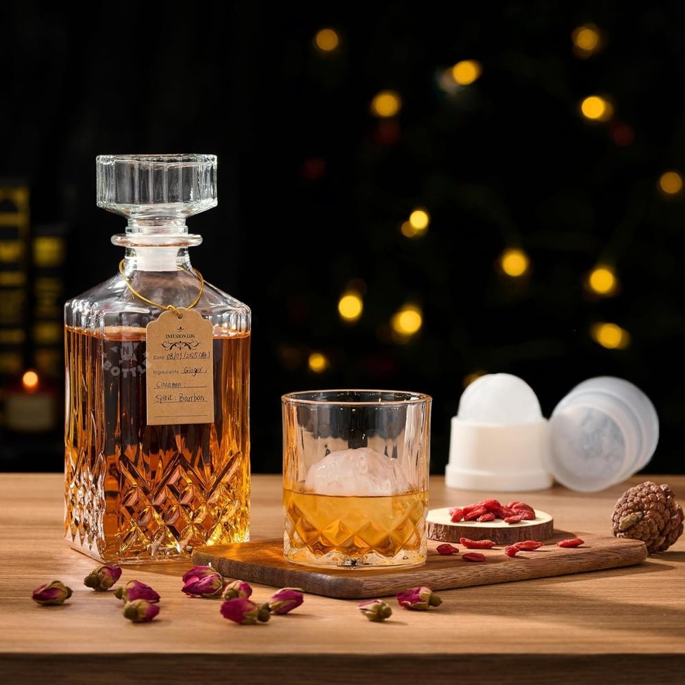 COMBOJOY Whiskey Infusion Kit Gift Set with Decanter & Botanicals
