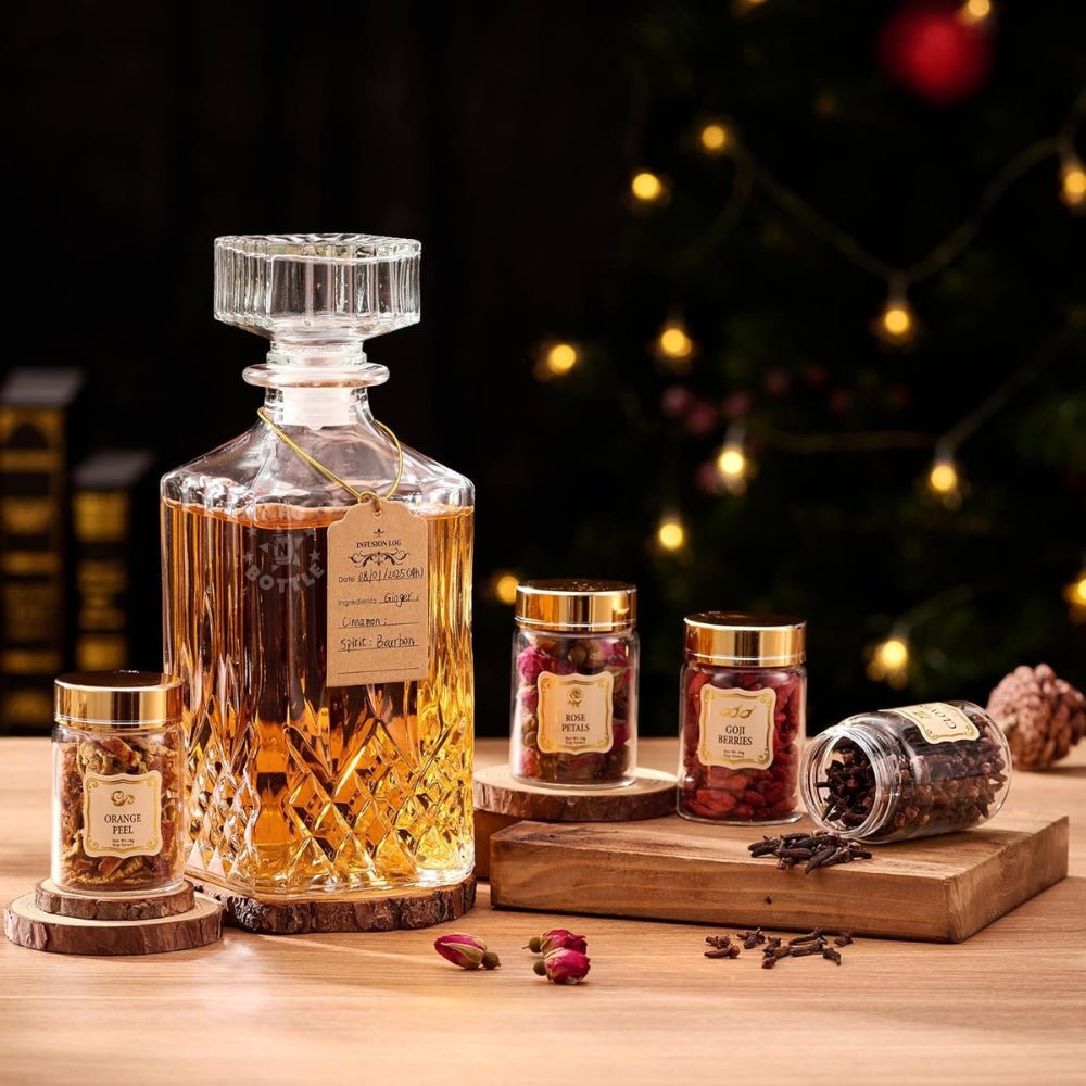 COMBOJOY Whiskey Infusion Kit Gift Set with Decanter & Botanicals