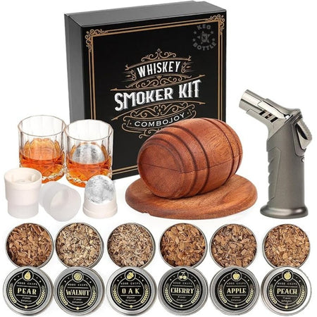 Whiskey Smoker Kit with Torch, 6 Wood Chip Flavors & Glass