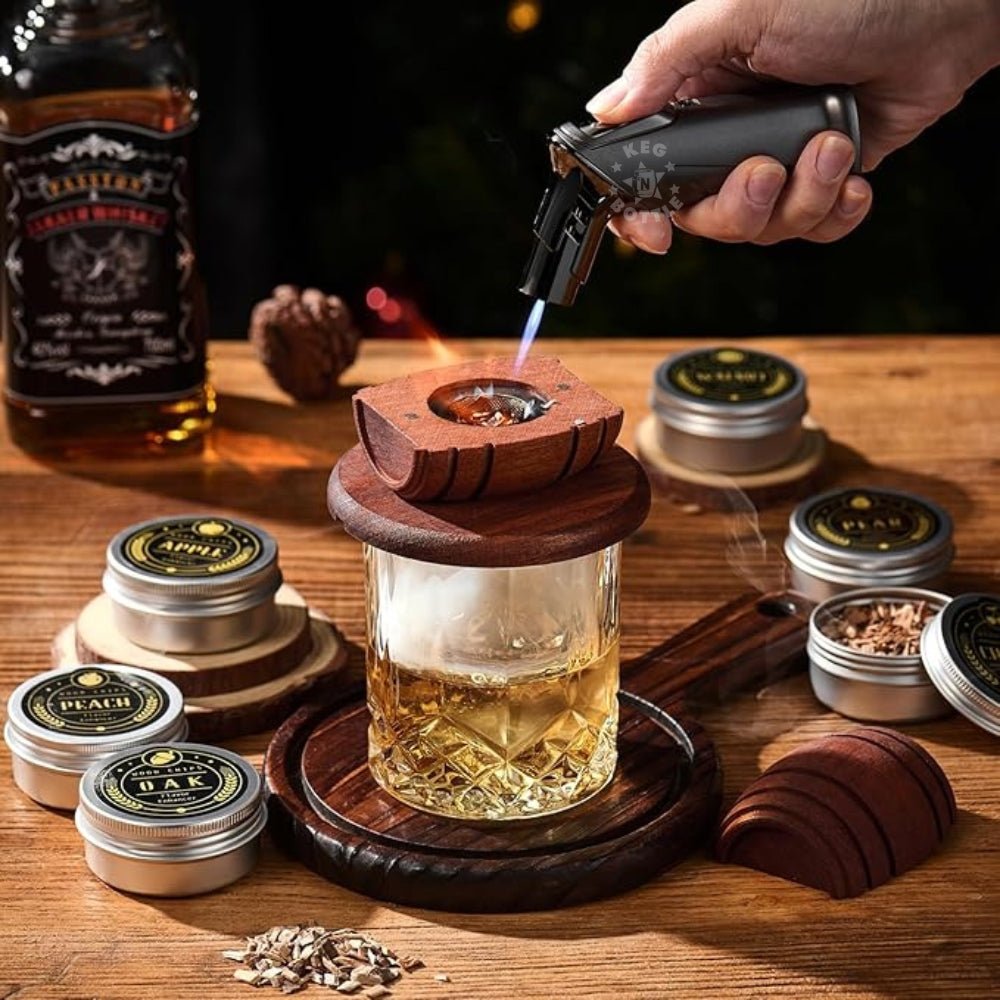 Whiskey Smoker Kit with Torch, 6 Wood Chip Flavors & Glass Accessories | Keg N Bottle