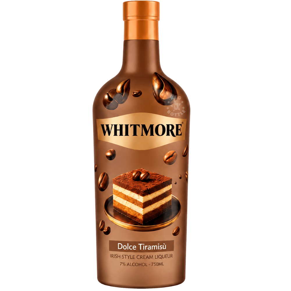 Whitmore Dolce Tiramisù Irish Style Cream Liqueur 750mL bottle featuring coffee and tiramisù