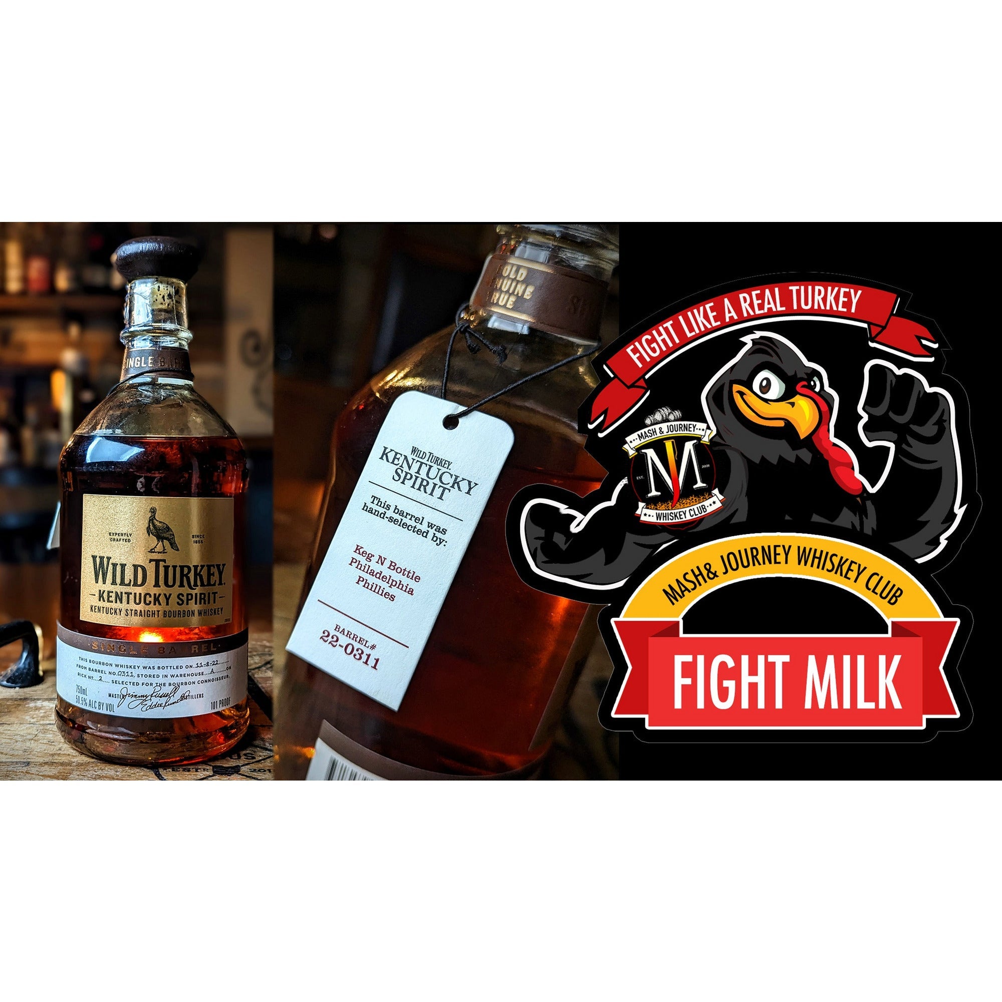 Wild Turkey Kentucky Spirit Single Barrel Bourbon ("Fight Milk Philly Barrel" - Barrel 22 - 0311) - Mash & Journey & Keg N Bottle Private Barrel Pick 750 ml | Keg N Bottle
