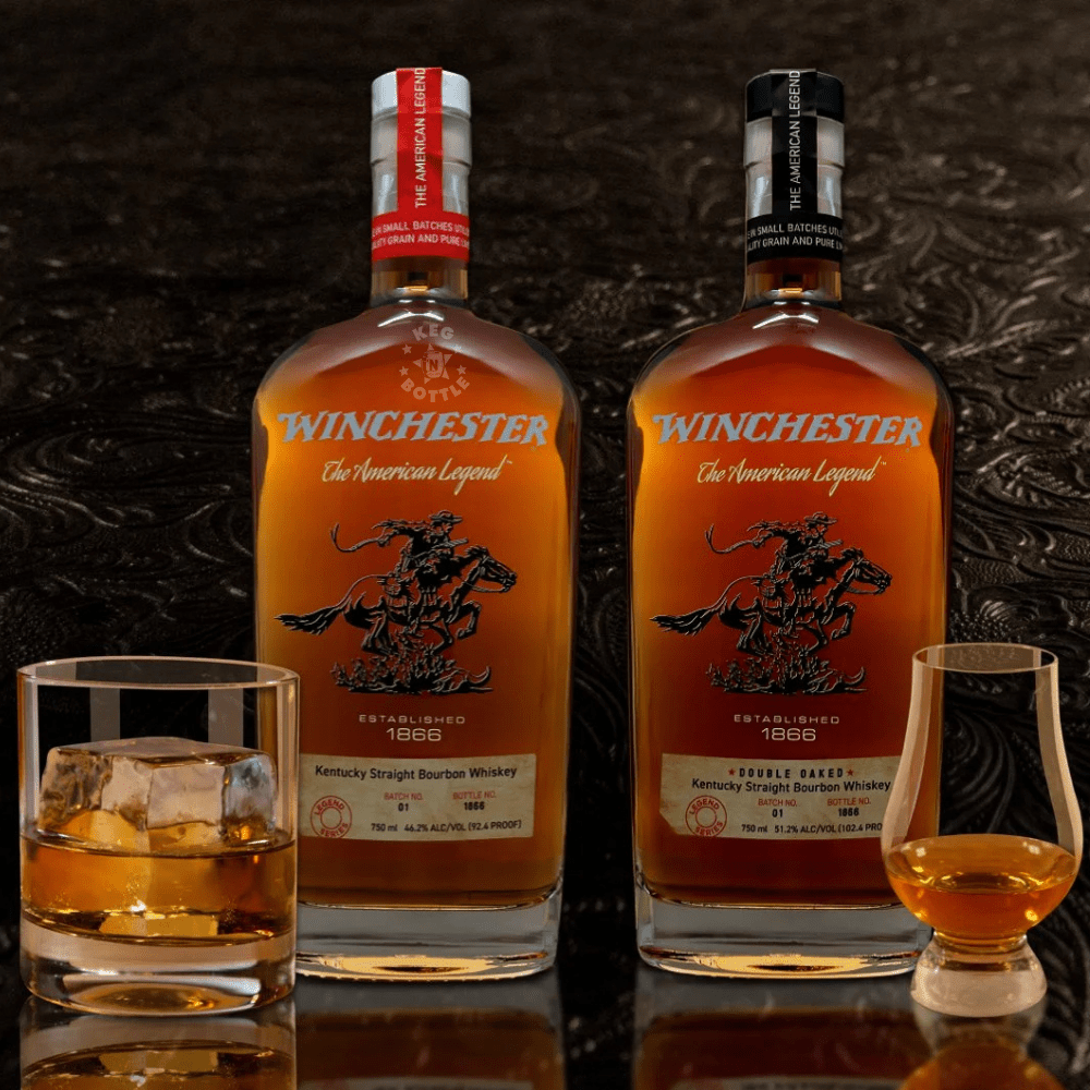 Winchester Legend Series Bourbon Combo featuring Kentucky Straight Bourbon Whiskey and Double Oaked Kentucky Straight Bourbon Whiskey, two 750mL bottles. 2