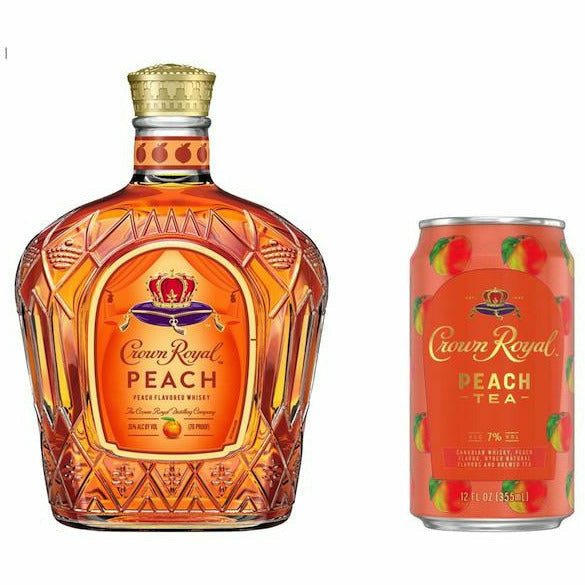 Crown Royal Peach Combo Pack - Peach Flavored Whiskey 750 ml & Peach Tea Whiskey Cocktail 4pk/Cans