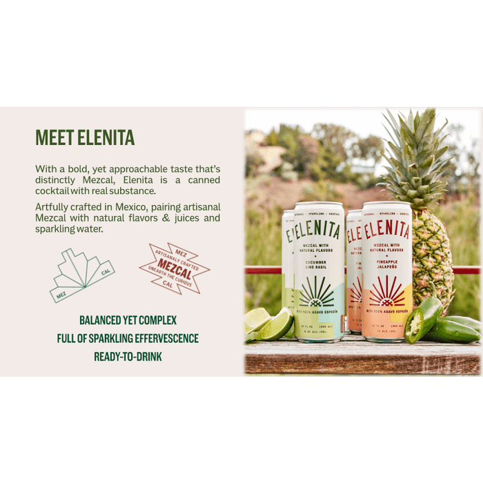 Elenita Pineapple Jalapeño Mezcal 4 pk (1.4 L) | Keg N Bottle