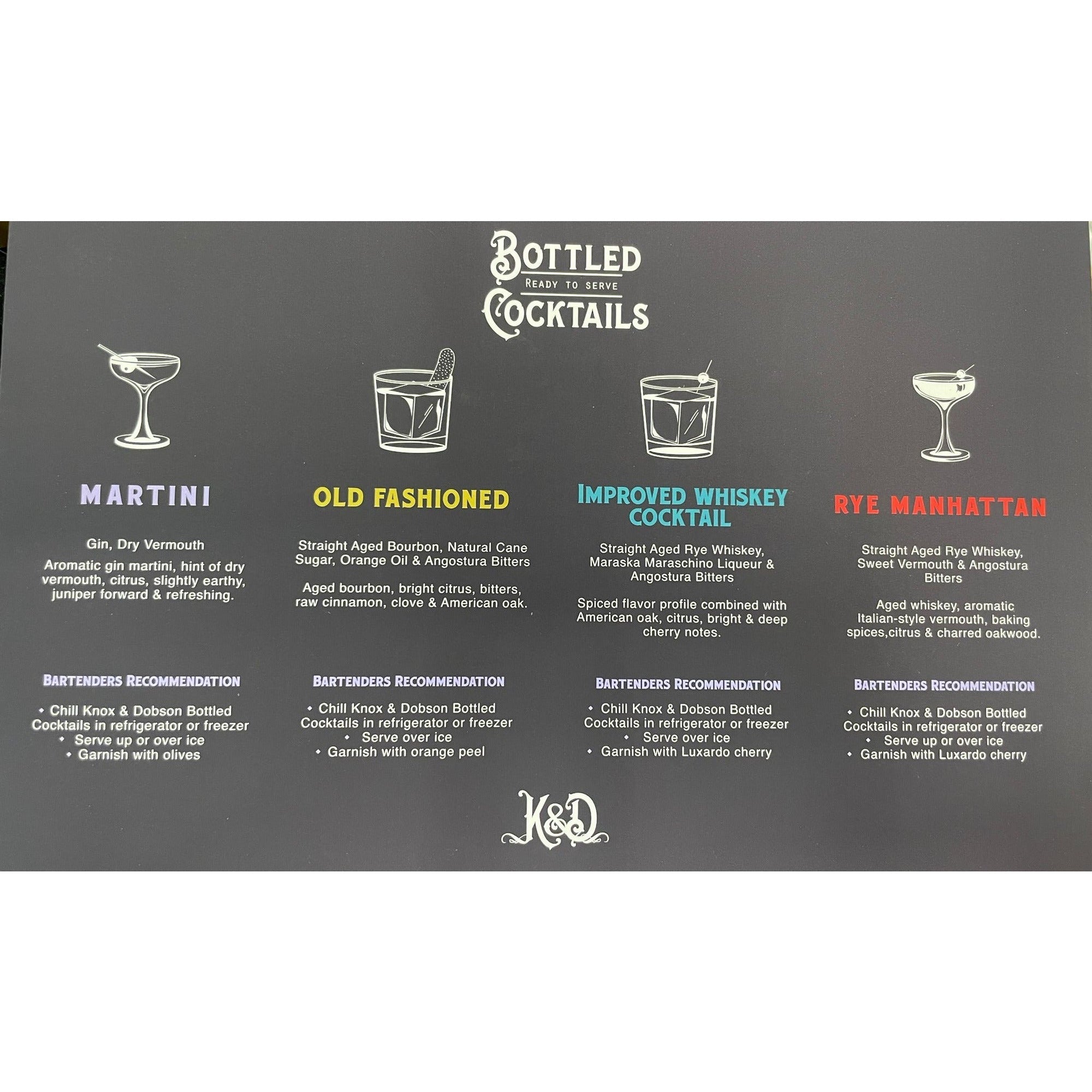 Knox & Dobson Ready To Drink Cocktails (4 x 200ml) | Keg N Bottle