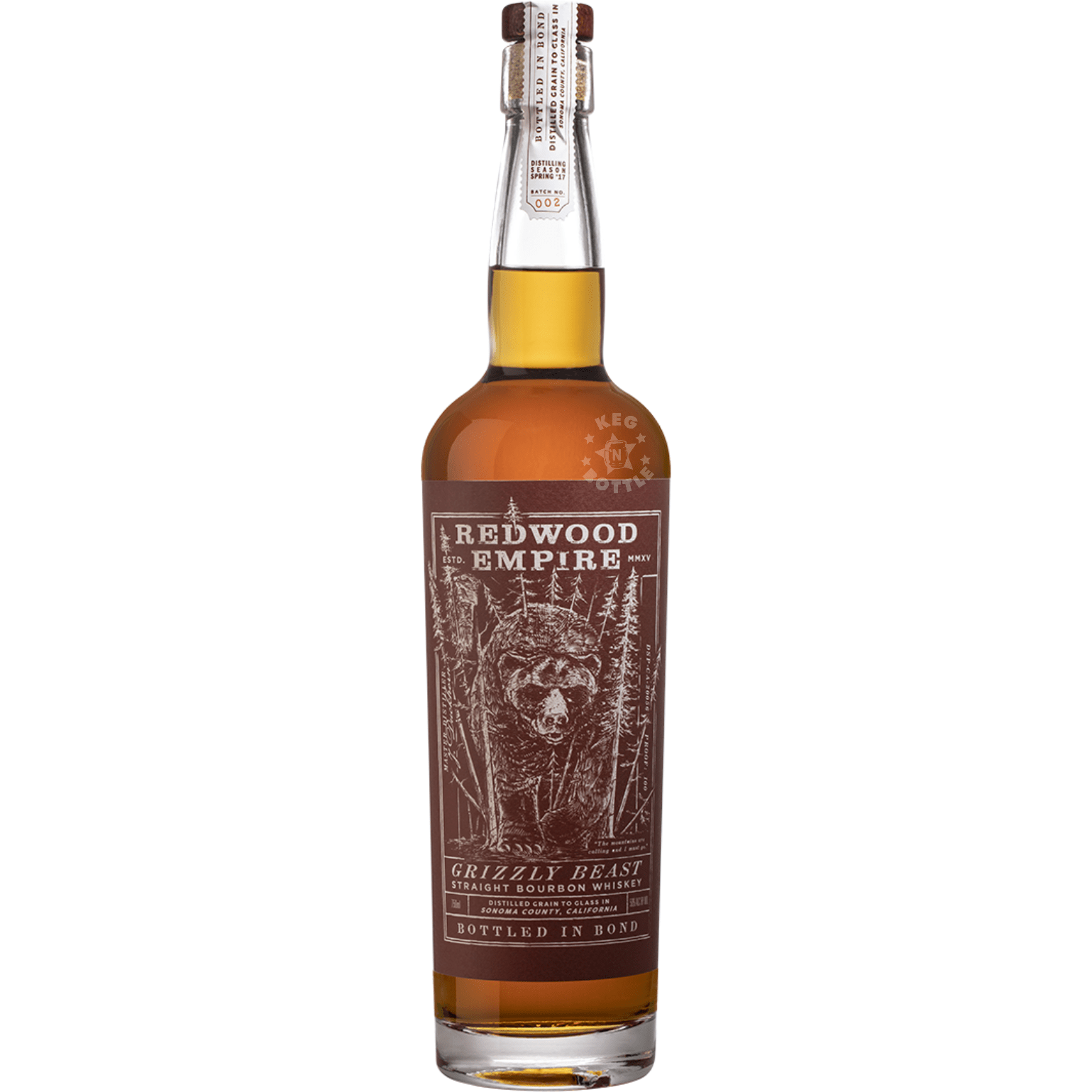 Redwood Empire Grizzly Beast Straight Bourbon Whiskey (750 ml) | Keg N Bottle